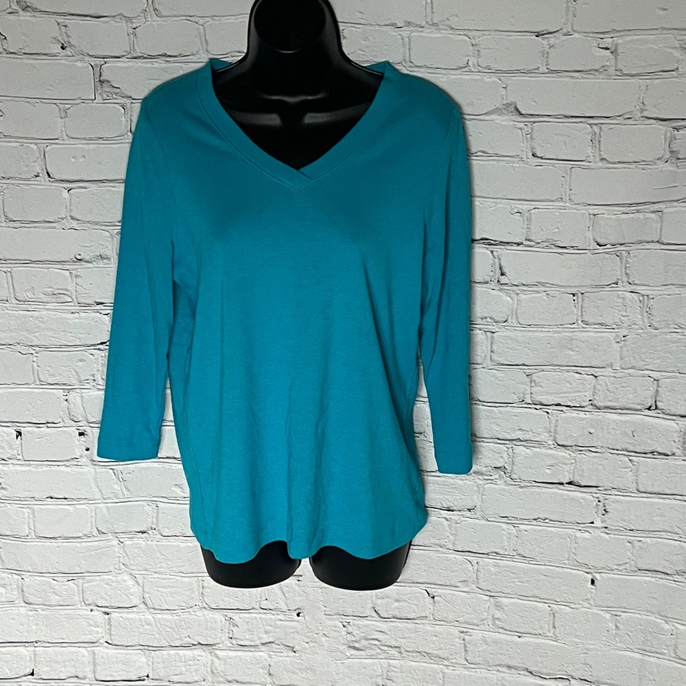 Women's Teal V-Neck Top
